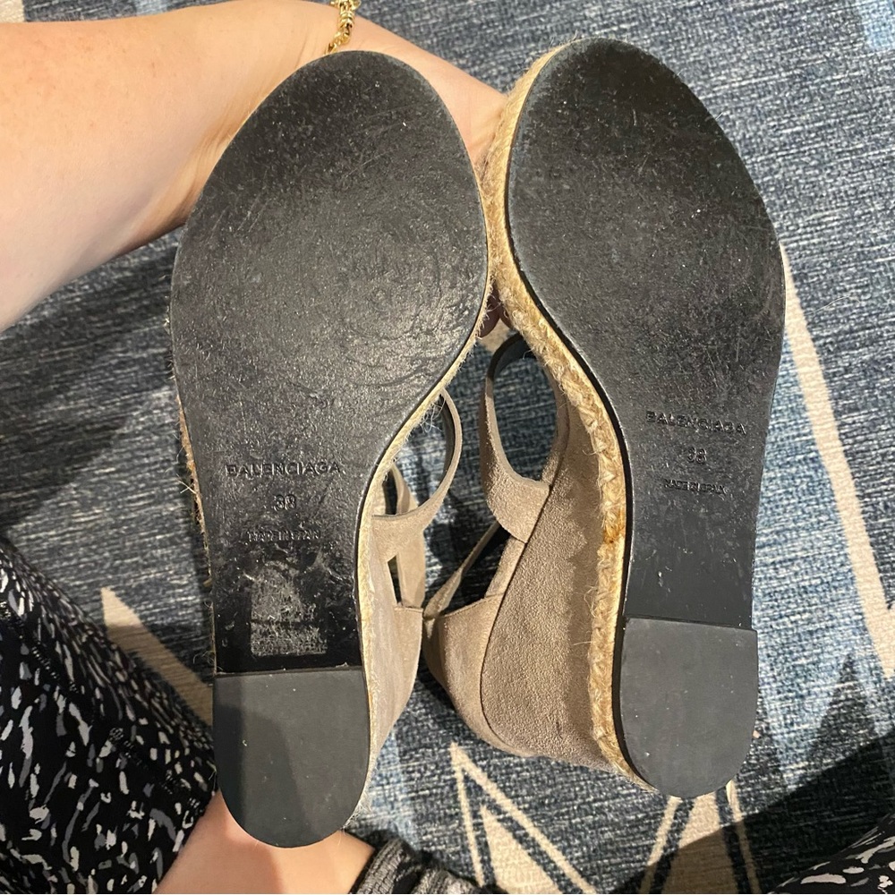 Balenciaga Grey Suede Espadrille Wedge Sandals 8 - Picture 4 of 9